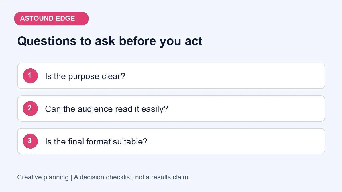 Decision checklist: Is the purpose clear?; Can the audience read it easily?; Is the final format suitable?