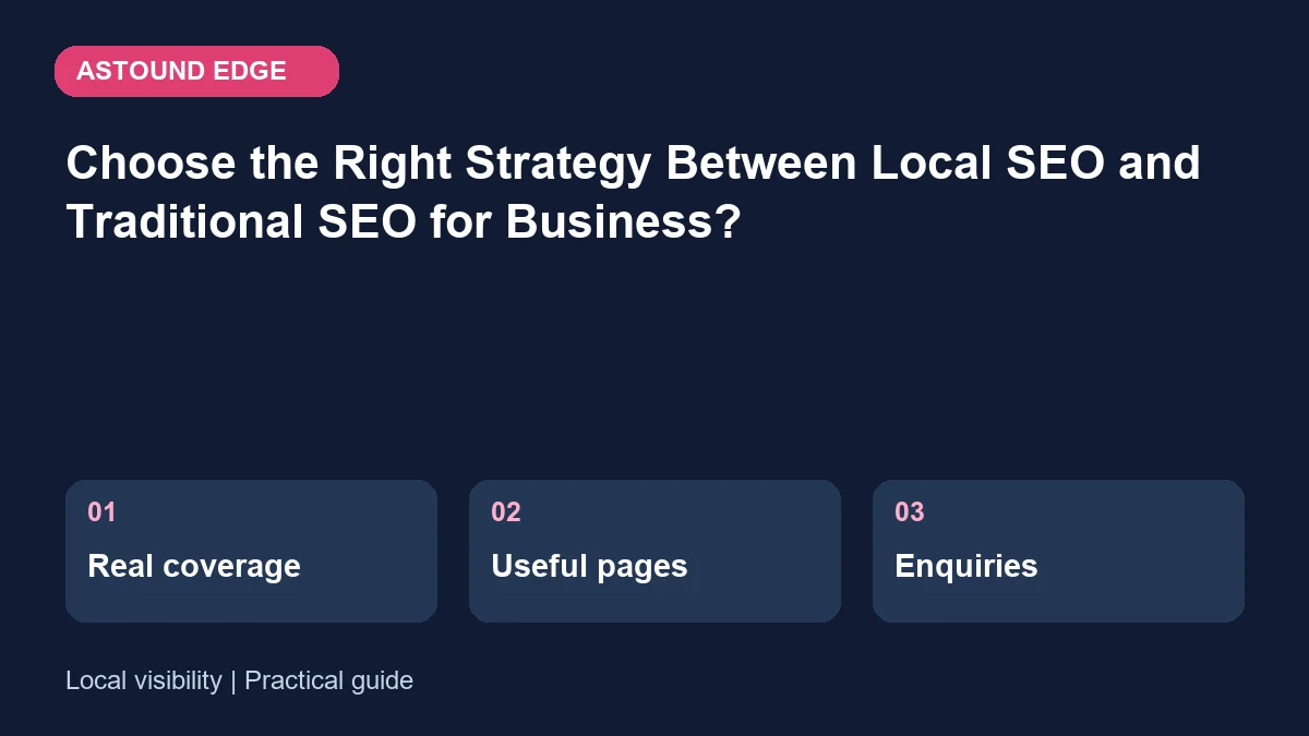 Local visibility: Real coverage, Useful pages, Enquiries