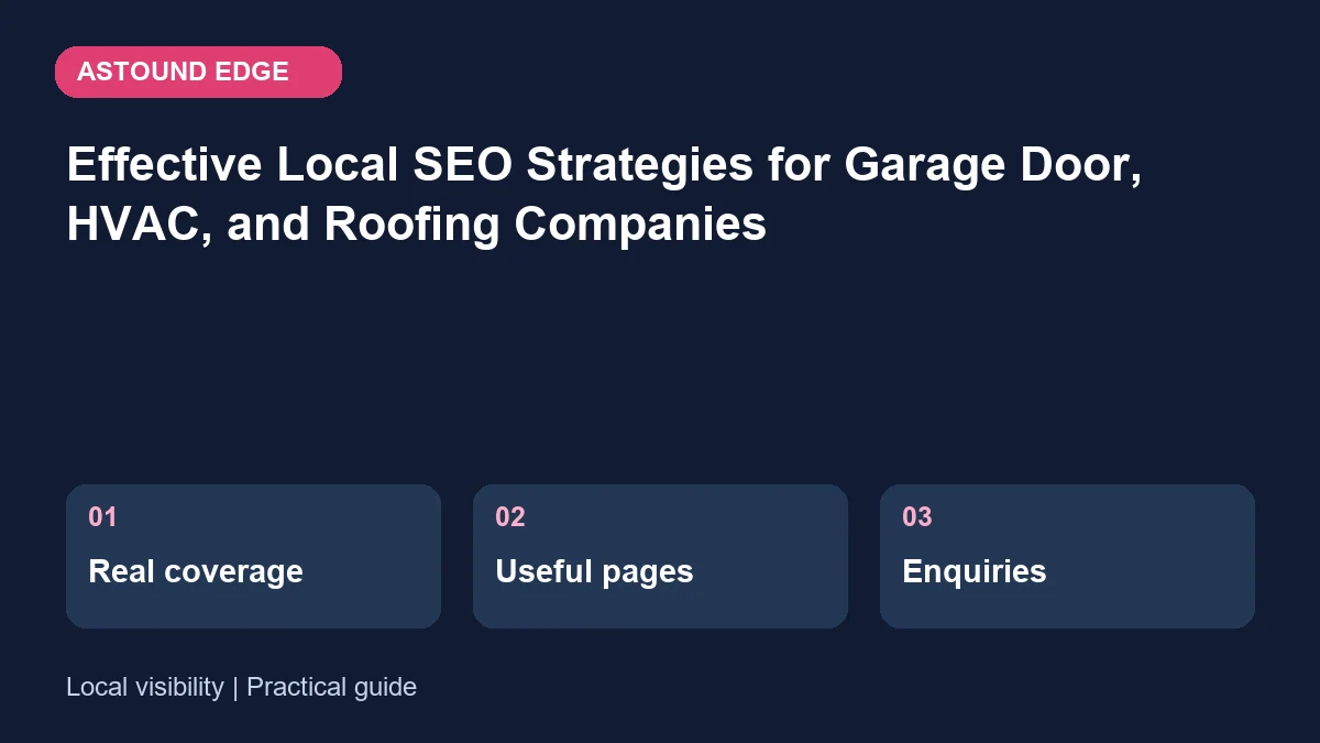 Local visibility: Real coverage, Useful pages, Enquiries