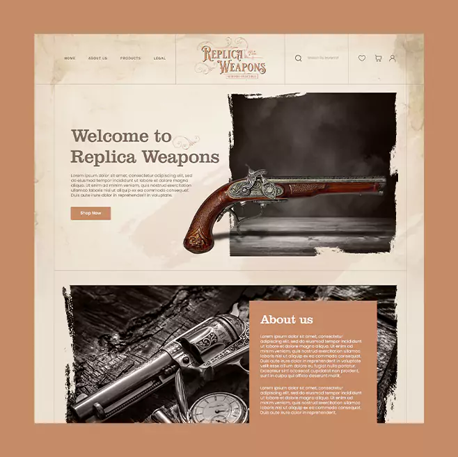 replica weapons — Web design