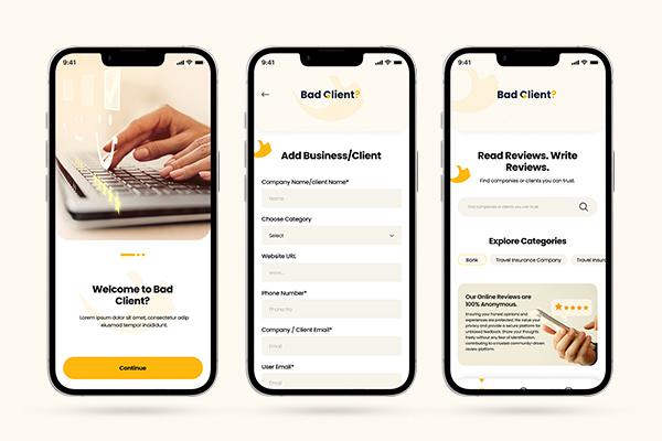 Bad Client? published app design